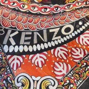 Kenzo Paris Multicolor Silk Parsley Sheer Scarf